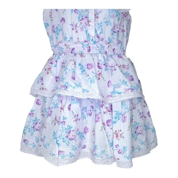 Love Shack Fancy x Target Lou in Purple Floral Double Ruffle Tiered Dress Medium - Picture 7 of 9